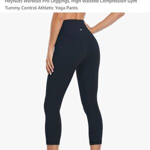 HeyNuts Essential High Waisted Yoga Capris Leggings Navy Blue Sz 12